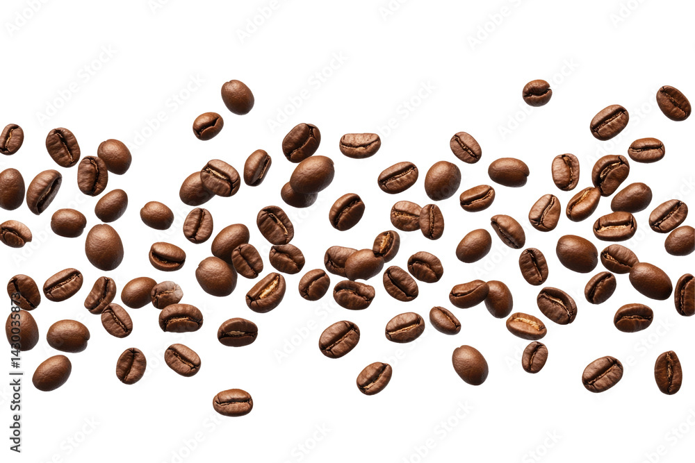 Freshly Roasted Coffee Beans Spread Across a Surface, Showcasing Their Rich Color and Texture in a Natural Setting on transparent background Freshly Roasted Coffee Beans Spread Across a Surface, Showcasing Their Rich Color and Texture in a Natural Setting on transparent background