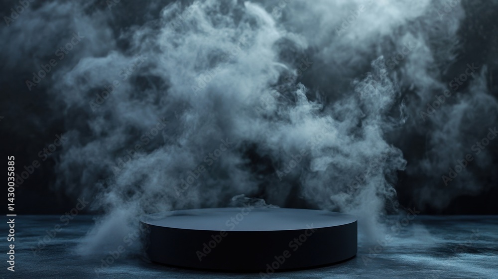 Black podium, dark smoke, 8k resolution, high detail Black podium, dark smoke, 8k resolution, high detail