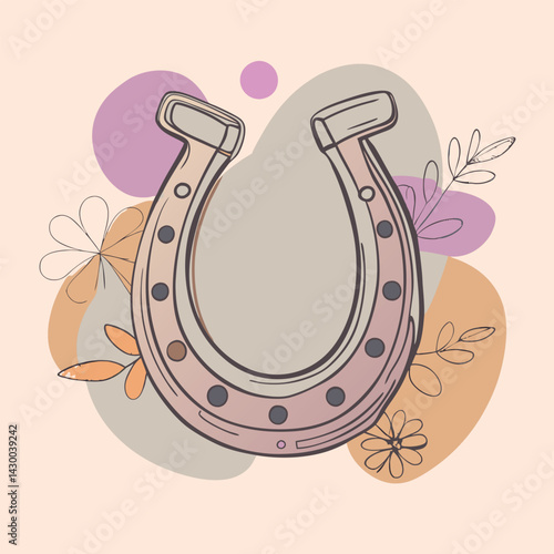 Vector illustration in doodle style horseshoe for luck