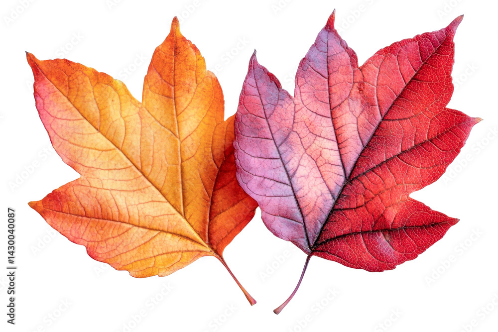 autumn leaves - red and orange fall foliage on white background autumn leaves - red and orange fall foliage on white background
