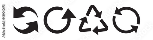 Recycling icon set. Recycled signs illustration isolated on white background. Recycle vector icon set. Arro
