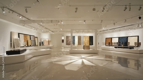 Obraz na płótnie Modern gallery showcasing a collection of ceramic tiles. w salonie