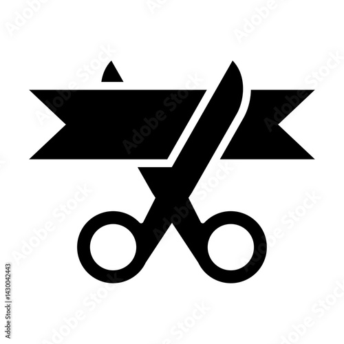 grand opening icon vector scissors and ribbon sign for graphic design, logo, web site, social media, mobile app, ui illustration