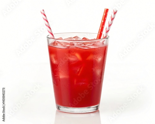 Wallpaper Mural Refreshing Red Iced Drink in Glass with Striped Straws Summer Beverage Torontodigital.ca