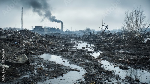 Wallpaper Mural Environmental destruction event industrial site photo polluted landscape ground level urban decay Torontodigital.ca