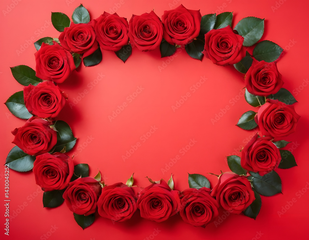 The frame of red roses. Abstract background with Copy space. text space for wishing Mother's Day, Father's Day, Eid Mubarak The frame of red roses. Abstract background with Copy space. text space for wishing Mother's Day, Father's Day, Eid Mubarak