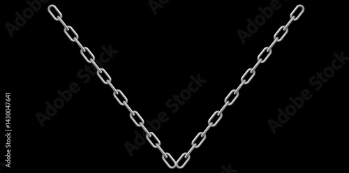 Stunning Silver Chain Isolated On White Background, Antique Jewelry Vector Illustration.	