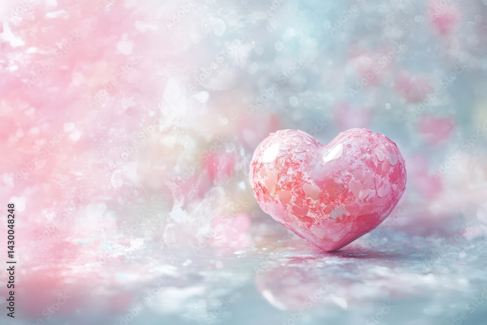 Obraz premium Pink Heart on Soft Pastel Background with Sparkling Texture