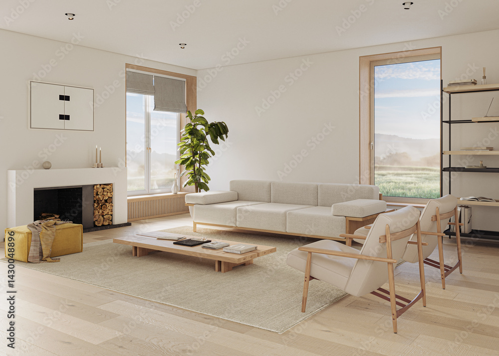Fototapeta premium Interior design of modern apartment. Modern design solution, 3d rendering