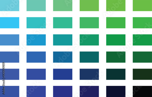 Vivid Gradient Spectrum of Color Blocks Arranged in a Horizontal-to-Vertical Grid Pattern for Visual Design Reference