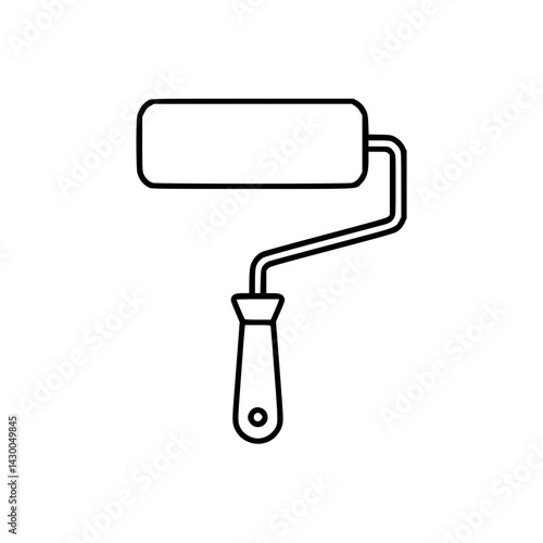 Paint Roller Outline Icon for Construction Projects  