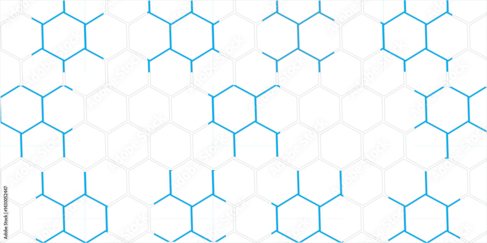 Fototapeta premium Abstract blue background with a seamless hexagon pattern