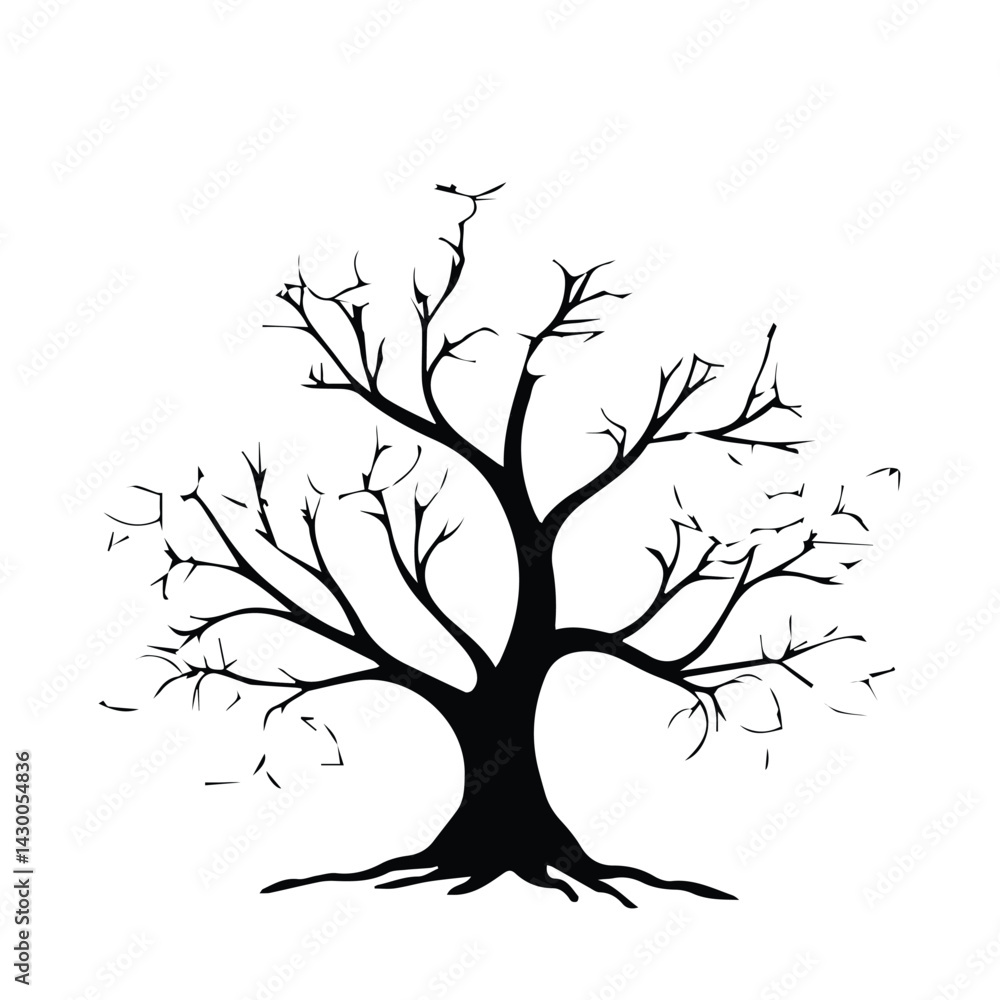 Fototapeta premium Striking black and white silhouette of a bare tree