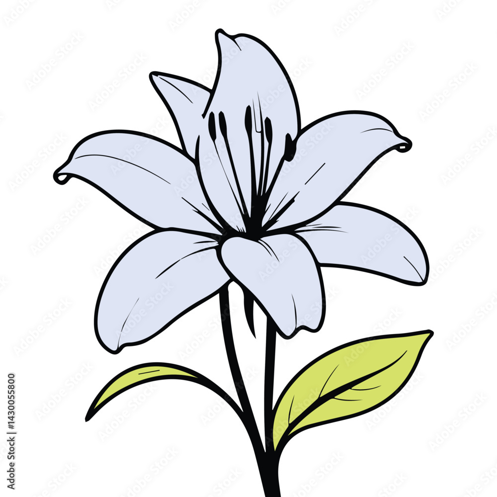 Obraz premium Elegant Light Purple Lily Illustration for Coloring Books