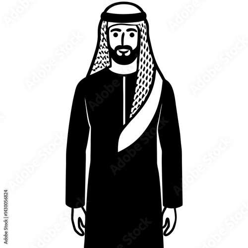 Man in traditional arabian dress silhouette