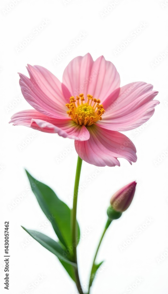 Obraz premium Delicate flower with intricate petals on white background, blooms, nature, isolated