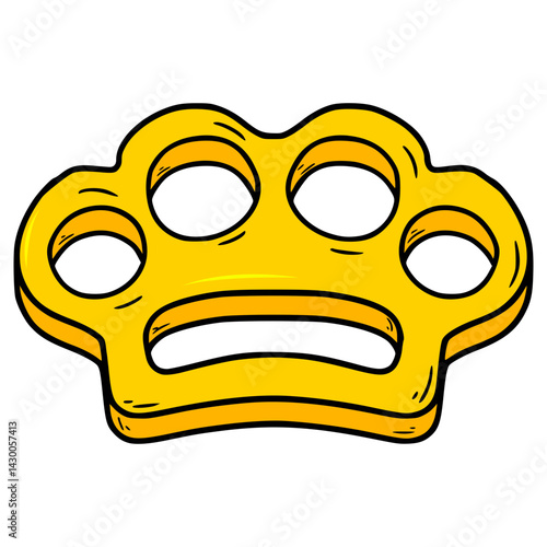 golden brass knuckles illustration hand drawn isolated vector