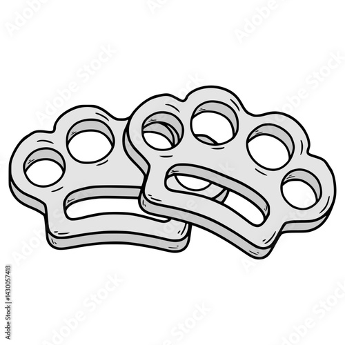 brass knuckles illustration hand drawn isolated vector