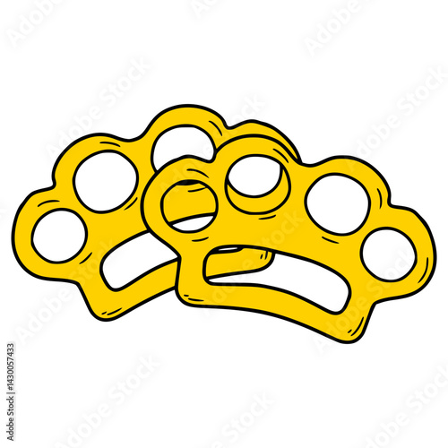 golden brass knuckles illustration hand drawn isolated vector