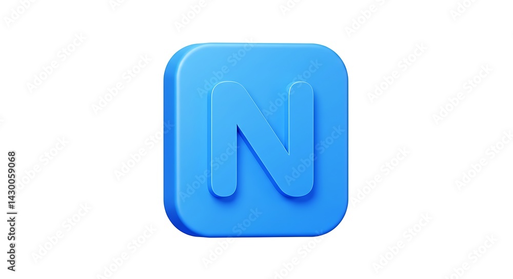 Letter N on Blue Square Button Letter N on Blue Square Button