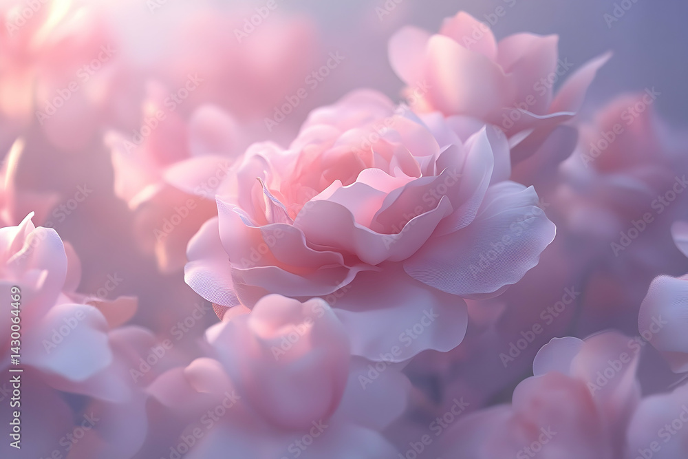 Obraz premium Delicate pink roses in soft, ethereal light.