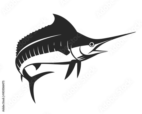 Blue Marlin vector silhouette illustration isolated on white background