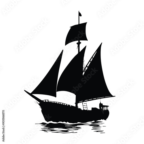 Striking Silhouette of a Historic Sailing Vessel