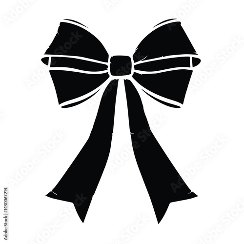   black and white ribbon bow silhouette 