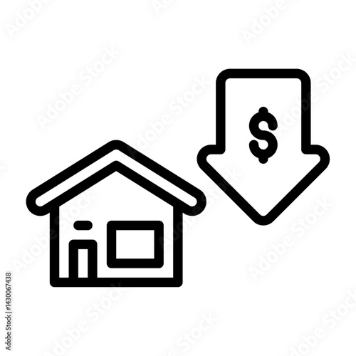 house price outline icon. real estate black line illustration.