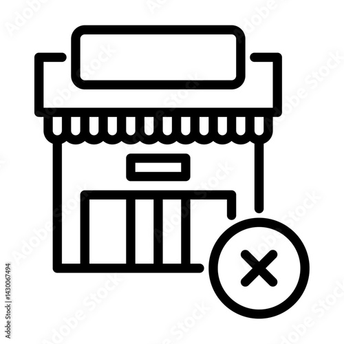 business closed outline icon. bankruptcy black line illustration.