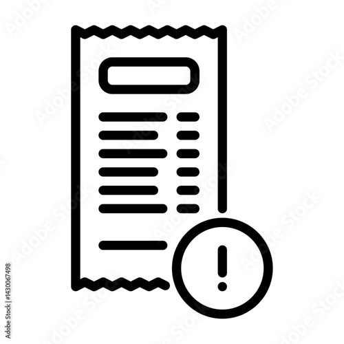 unpaid invoice outline icon. bill black line illustration.