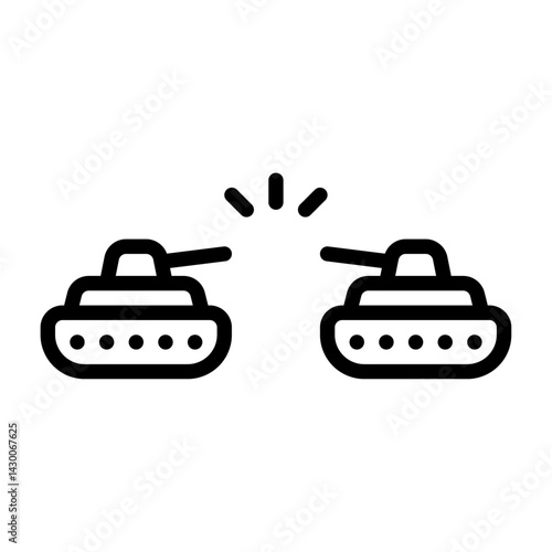 World war outline icon. Tank battle black line illustration.
