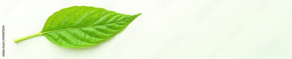 Obraz premium Single leaf with intricate veins on white background, botanical, plant, flowers