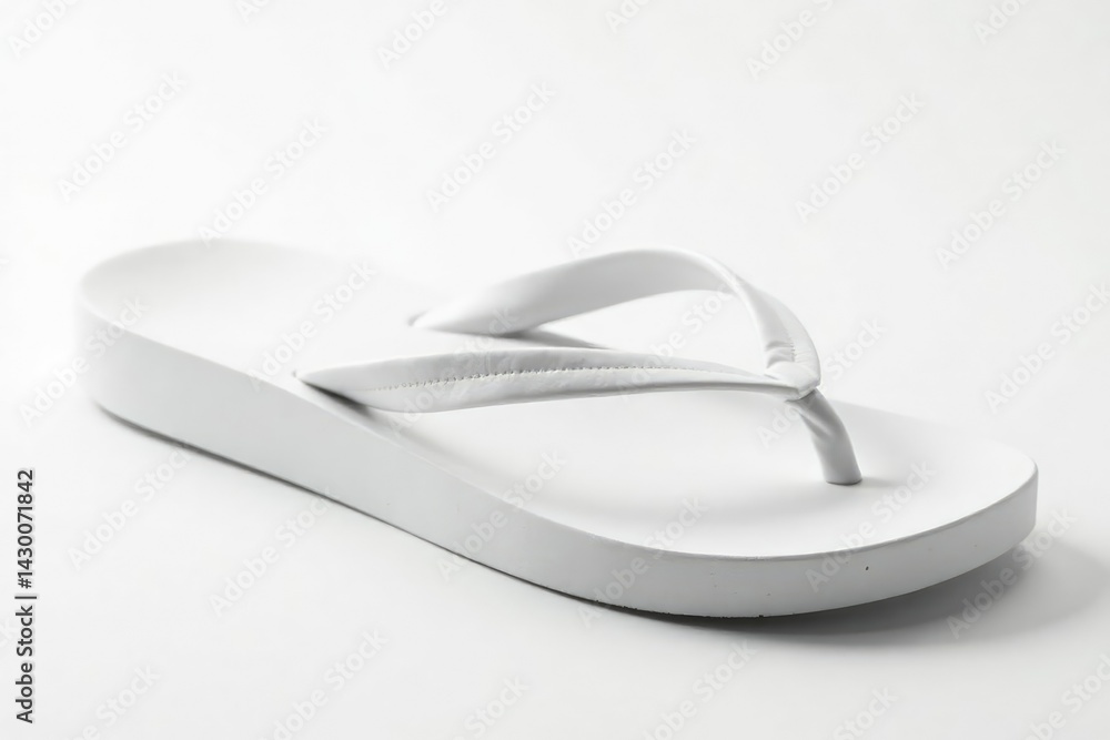 Single white flip-flop, isolated on pure white background, footwear, vacation, image Single white flip-flop, isolated on pure white background, footwear, vacation, image