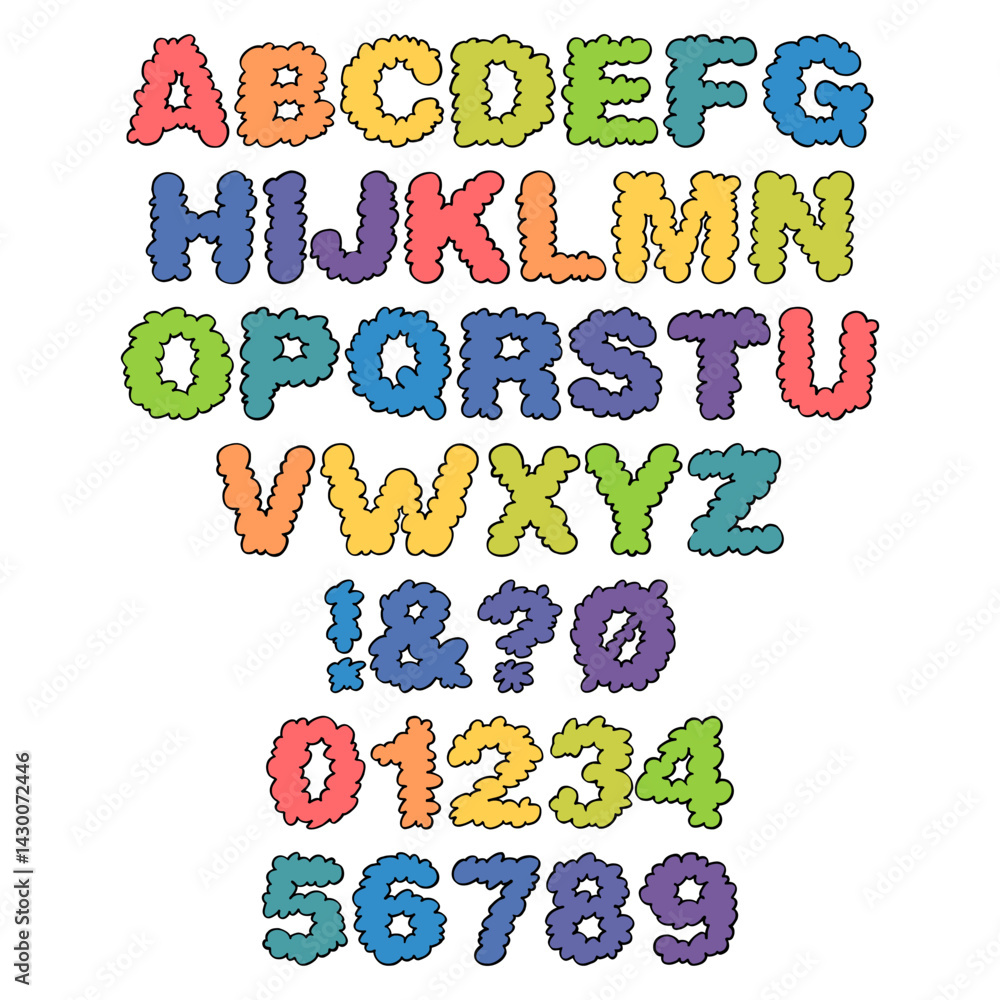 Fototapeta premium Colorful Alphabet Letters and Numbers for Education