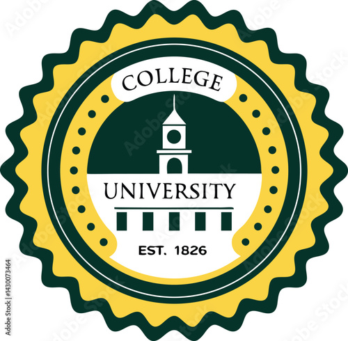 University College Seal 1826 Vector Illustration 