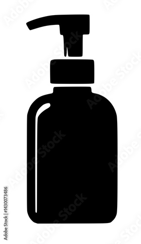 Pump Bottle Clipart – Minimal Black Dispenser Icon Vector for Cosmetic, Soap, or Sanitizer Packaging