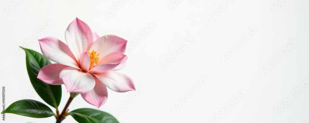 Obraz premium The soft colors of a gardenia flower on white, white background, gentle hues
