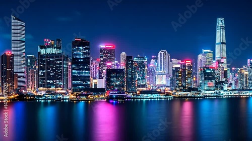 Wallpaper Mural Hong Kong Skyline at Night with Vibrant Reflections on the Water Surface Torontodigital.ca