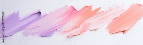 Obraz na płótnie Abstract strokes of pastel makeup on canvas: gradient lilac, pink and peach color beauty background, minimalistic cosmetic swatch design w salonie