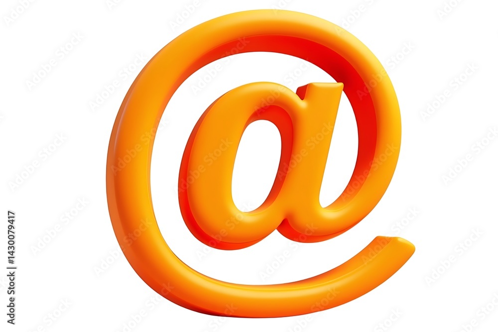 3D Orange At Symbol Email Sign Internet Communication 3D Orange At Symbol Email Sign Internet Communication