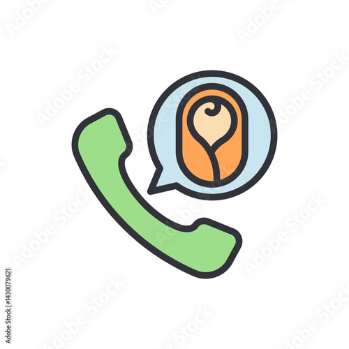 Child adoption call colored icons, minimalist vector illustration ,simple transparent graphic element .Isolated on white background