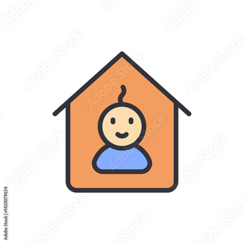 Child adoption house colored icons, minimalist vector illustration ,simple transparent graphic element .Isolated on white background