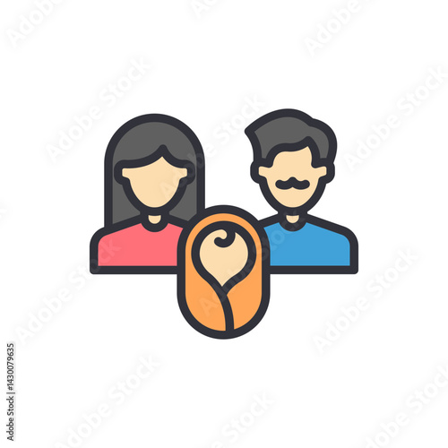 Child adoption colored icons, minimalist vector illustration ,simple transparent graphic element .Isolated on white background