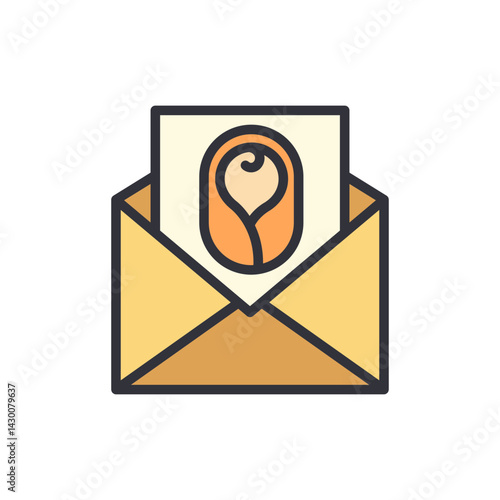 Child adoption mail colored icons, minimalist vector illustration ,simple transparent graphic element .Isolated on white background