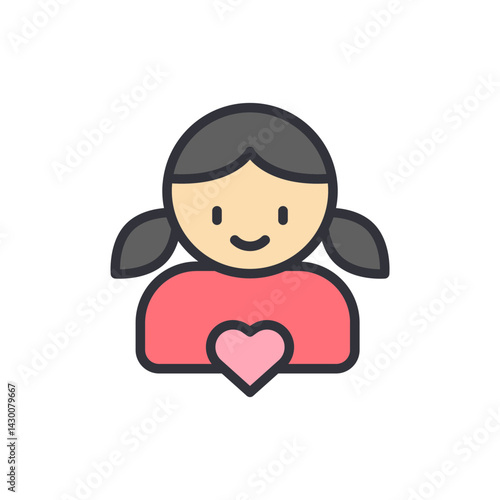 Child adoption colored icons, minimalist vector illustration ,simple transparent graphic element .Isolated on white background