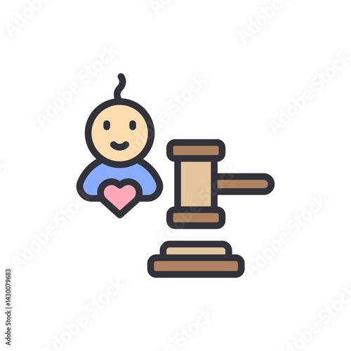 Child adoption law colored icons, minimalist vector illustration ,simple transparent graphic element .Isolated on white background