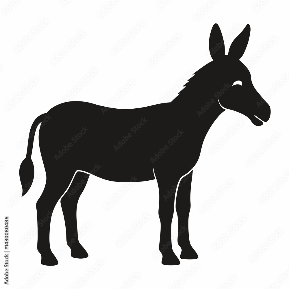 Fototapeta premium donkey vector silhouette illustration isolated on white background