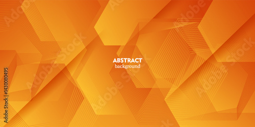 Abstract colored orange hexagon background. Simple geometric line pattern design. Vector Eps10