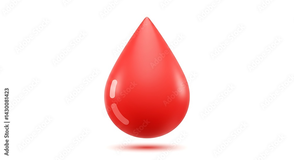Red Drop Liquid Graphic on White Background Red Drop Liquid Graphic on White Background
